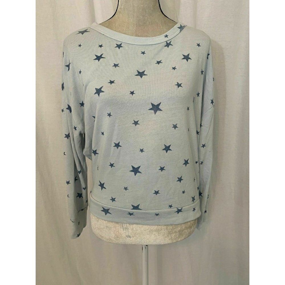 sundry Anthropologie Womens Blue Star Long Sleeve Sweater Top Size 1 Xs Small